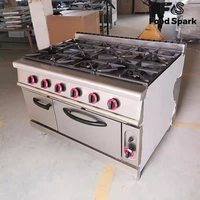 Cuisinière à gaz électrique en acier inoxydable à 6 brûleurs pour cuisines de restaurants et traiteurs, équipement de cuisine durable en acier inoxydable 304