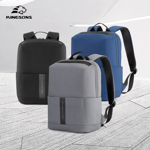 Kingsons <b>Backpack</b> 15 Inches Lightweight Water Repellent Student School Bag Unisex Solid Color Gray Blue <b>Black</b> - Product Image 1
