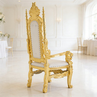 Chaise Trône Dorée à Dossier Haut pour Roi et Reine, Design Européen Moderne, Chaise en Plastique pour Hall d'Hôtel, Club et Événements de Mariage