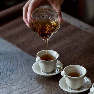 Ceramic <b>Teacup</b> Coaster Wood Ash Round Kung Fu Tea Set Accessory Retro New Chinese Style - Product Image 4