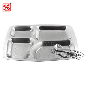 Escola Cantina Kid Almoço Bandeja Set 3/4/5/6/7 Compartimentos Aço Inoxidável Quadrado Servindo Placa/Divisor de Alimentos Pratos & Placas - Product Image 4
