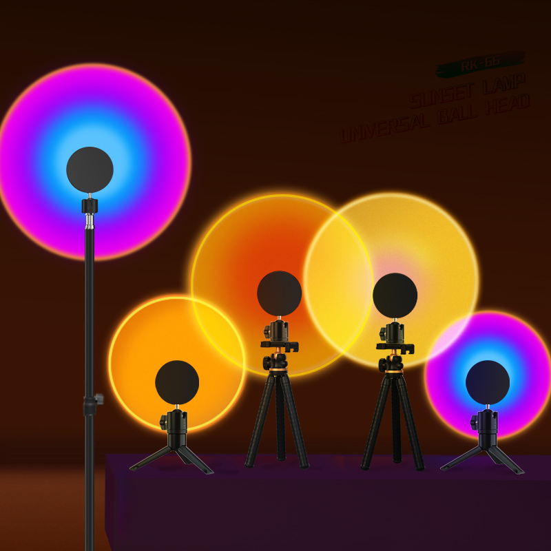 RK66 светодиодный закат проекционная лампа Радуга солнце закат красный свет 360 градусов Мини закат лампа