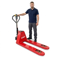 Transpalette électrique au lithium TOSO 2 tonnes 48V/15Ah avec pneus en PU, longueur de fourche 1150 mm, déplaceur latéral électrique pour la manutention en entrepôt