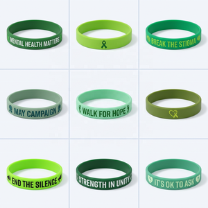 Braccialetto in Silicone Personalizzato con Nastro Verde per la Consapevolezza sulla Salute Mentale, Inciso e Colorato, Senza BPA, per Eventi di Campeggio di Maggio - Product Image 1