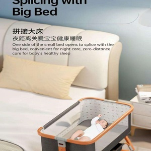 Lit bébé multifonctionnel pliable en tissu et métal, transformable en grand lit enfant, haute visibilité, articles pour bébés - Product Image 6