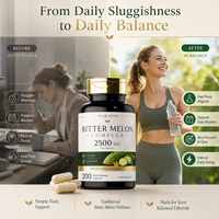 100% Capsules d'extrait de melon amer pur et naturel | 60,90,120 Capsules végétaliennes | Extrait de fruit de melon amer | Sans gluten