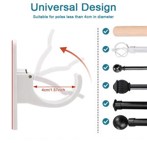 Nouveau Design Crochets de barre transversale en plastique auto-adhésifs <span class=keywords><strong>Support</strong></span> de <span class=keywords><strong>rideau</strong></span> <span class=keywords><strong>pour</strong></span> <span class=keywords><strong>support</strong></span> de tringle à <span class=keywords><strong>rideau</strong></span> <span class=keywords><strong>sans</strong></span> perçage - Product Image 3