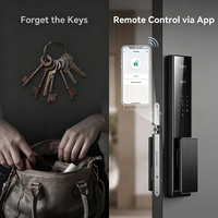 Serrure de porte d'entrée intelligente de luxe OEM 7-en-1 avec déverrouillage à distance Tuya WiFi, empreinte digitale, veine palmaire, biométrique, certifiée CE FCC