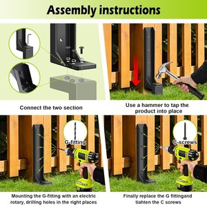 Picchetti di Ancoraggio Rimovibili in Acciaio Rinforzato per Recinzioni, Riparazione Pali Inclinati in <span class=keywords><strong>Legno</strong></span>, Picchetti da Terra Resistenti per Riparare Supporti Rovinati o Inclinati - Product Image 5