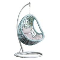 Balançoire de chaise d'oeuf suspendue avec ensemble de support en acier-Construction tous temps-Balançoire en rotin en osier-Conception de grand panier
