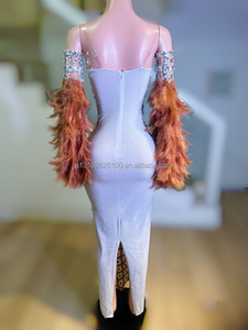 Vecchio sogno scintillante maglia di diamante stretto Sexy borsa a rete avvolgente abito lungo per festa di compleanno di fascia alta - Product Image 3