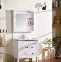 Armoire moderne étanche en pvc avec double évier, armoire à lavabo rotative en acrylique, miroir de salle de bains, style français