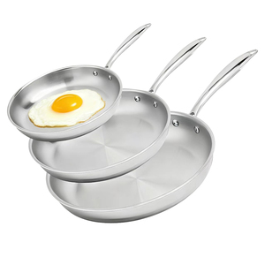 Không Dính Cảm Ứng Triply Thép Không Gỉ Chảo Nhà Bếp Thép Không Gỉ Nấu Ăn Chảo Phẳng Pan Cho Bánh Crepes Bít Tết - Product Image 1