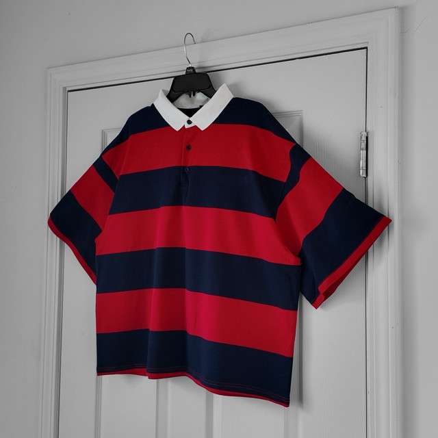 Rugby Retro Football Lapel Oversized T-shirt Boxy Cropped t Shirts Manufacturer Heavy 100% Cotton Stripe Button up Polo Shirts