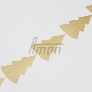 Gold PET <b>Scratch</b>-Off Adhesive Labels Christmas Tree Shape 56x72mm Anti-Counterfeiting Stickers for Promotional Cards B2B Bulk - Product Image 5
