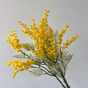 Flor Artificial de Acacia, Rama Individual, Amarilla, de Seda, Alta Simulación, Decoración para Bodas, Accesorios para Fotografía en Exteriores, Decoración del Hogar - Product Image 1