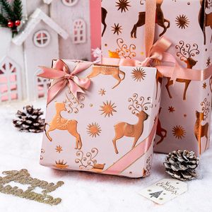 Pink Kraft Christmas <b>Wrapping</b> <b>Paper</b> 3D Embossed Rose Gold Reindeer Star Theme Gift Craft Roll 46.8 Square Feet - Product Image 4