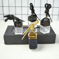Flacon de parfum en verre 8ml, désodorisant suspendu pour voiture, bouteille de Fragrance étanche, or, argent, noir, 10 pièces