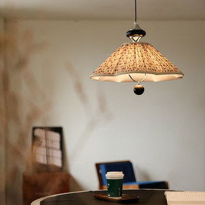 Lámpara Colgante LED E27 de Estilo Vintage, Retráctil, de Una Sola Cabeza, para Barra o Mostrador, Altura Ajustable, con Pantalla de Tela Estampada - Product Image 3
