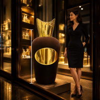 Modelo de Exhibición de Perfume Gigante Personalizado de 1.1m, Tapa Esculpida Chapada en Oro, Acabado Aterciopelado para Exhibición en Escaparates