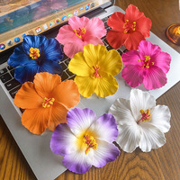 Accessoires de Tête Nuptiaux en Mousse pour Fête d'Été Hawaïenne, Pinces à Cheveux en Tissu Fleurs d'Hibiscus Tropical pour DIY Fleurs Artificielles