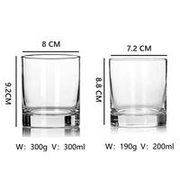 Verres à whisky transparents à base épaisse de 200 ml et 300 ml pour cocktails, jus, eau et bourbon