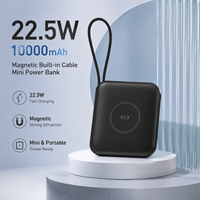 10000mAh Magnetische Kabellose Powerbank 22,5W PD Schnellladung Eingebautes Typ-C-Kabel LCD-Display 2,5W Ladegerät für Smartwatch