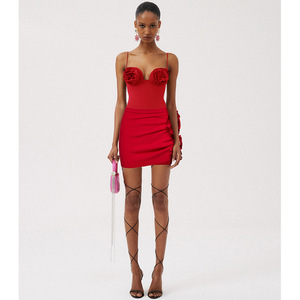 JSN 2024 New Women Swimsuit and Skirt Sexy <strong>Red</strong> 3D Flower One Piece <strong>Bikini</strong> <strong>Set</strong> Two Pieces Swimwear Beachwear Bathing Suit - Product Image 5