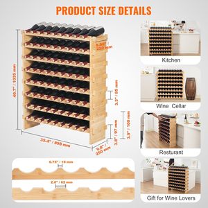 Giá để rượu đứng bằng gỗ và kim loại thiết kế hiện đại - Thân thiện với môi trường, đa năng, 5 tầng, di động, dùng trưng bày tại nhà - Product Image 4
