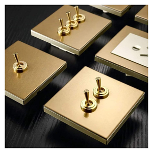 Custom Brass Toggle <b>Light</b> Wall Switches UK EU US Standard Stainless Steel Panel Metal Switch Electric Sockets - Product Image 3