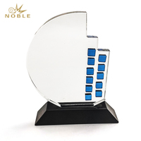 Trofeo de Cristal con Forma de Edificio, Decoración de Oficina, Regalo, Premios de Cristal con Logotipo Personalizado para Eventos Corporativos y Reconocimientos