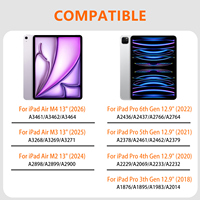 Yeni Çok Fonksiyonlu BT Kablosuz Klavye Kılıfı iPad Pro 12.9" Air 13" RGB Arkadan Aydınlatmalı 360 Derece Dönebilen Çıkarılabilir Klavye