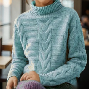 Autumn Winter Women's <strong>Sweater</strong> Cable Knit Turtleneck Pullover Drop Shoulder Ribbed Chunky Soft Cozy Warm Casual Knitwear - Product Image 5