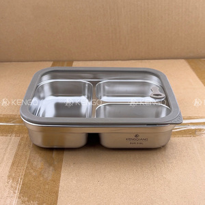 Kengqiang Stainless Steel <b>Lunch</b> <b>Box</b> 316L Sealed Divided Rectangle Office Use - Product Image 1