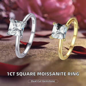 Anillo de Compromiso de Moissanita con Corte Ovalado de 1 Quilate, Certificado por GRA, Chapado en Platino, Plata de Ley 925, Anillo de Boda Moderno y Personalizado - Product Image 2
