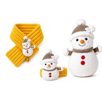 Ensemble écharpe en peluche de Noël, écharpe tricotée Père Noël, jouet en peluche doux, accessoire pour animaux de compagnie, coffret cadeau