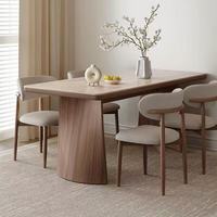 Ensemble de table à manger de style moderne et luxueux pour salon, avec base stable, plateau en bois massif et dalle de pierre, design nordique, 6 places