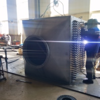 Échangeur de chaleur à tubes à ailettes en acier au carbone Aidea, moteur de ventilateur, revêtement anti-corrosion, résistance aux hautes températures (400-600°C), garantie 1 an