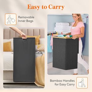 Lifewit <b>Collapsible</b> Laundry Basket 160L With Lid And 2 Bags For Clothes <b>Storage</b> - Product Image 4
