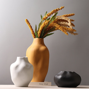 Nordico semplice vaso in ceramica ornamenti decorazione floreale <span class=keywords><strong>giallo</strong></span> bianco e nero artigianato creativo vaso in ceramica - Product Image 1
