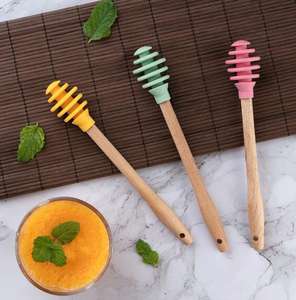 Varilla Mezcladora de Miel de Silicona con <span class=keywords><strong>Mango</strong></span> de Madera, Palito para Miel, Cuchara para Miel - Product Image 1
