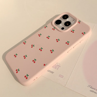 Coque de téléphone en TPU rose cerise mignonne et élégante, style Kawaii, fine, en gel souple, protection pour iPhone 16 Pro, femmes et filles