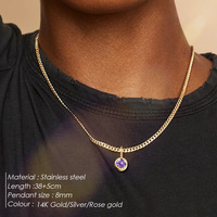 DIY 12 Constelaciones Birthstone Set Collar Zirconia Acero inoxidable Colgante Collar Aniversario Regalo de cumpleaños