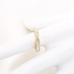 แหวนเพชร ไทเทเนียมสตีล ชุบทอง สองแถว เพชรเต็มวง รูปทรงเรขาคณิต สำหรับทุกเพศ ใส่ได้ทุกวัน - Product Image 4