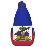 Sac bandoulière personnalisé de haute qualité avec drapeau d'Haïti, logo personnalisé, sac de poitrine, sac à dos bandoulière, sac de voyage