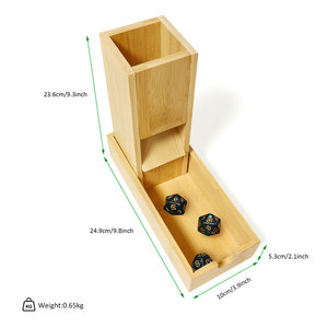 <span class=keywords><strong>Tour</strong></span> à dés pliable en bambou avec plateau, lanceur de dés portable en bois pour jeux de table RPG - Product Image 2