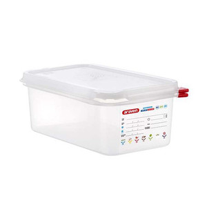 Polypropylene GN 1/4 Food Pan 26.5 × 16.5 × 10 h cm, with Lid, -40/+95 °C Araven - Product Image 1