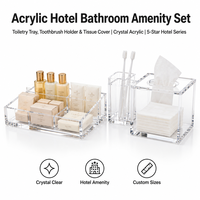 Ensemble d'accessoires de salle de bain d'hôtel en acrylique usiné CNC sur mesure, plateau à articles de toilette, porte-brosse à dents, couvercle de boîte à mouchoirs, Chine