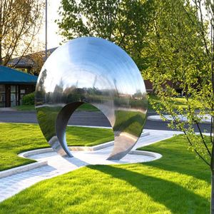 Sculpture en acier inoxydable poli sur mesure, grande taille, art abstrait moderne, installation pour la décoration extérieure des jardins et des paysages - Product Image 3