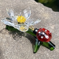 Figurine de coccinelle en verre cristal coloré, artisanale et personnalisée, pour la décoration de la maison pour la fête des mères